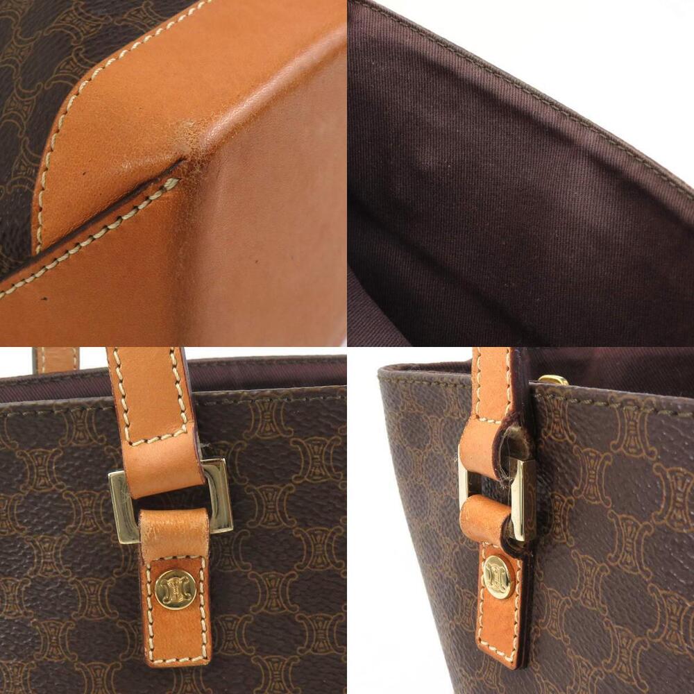Celine Leather Shoulder Gold Brown Macadam Tote Bag - Picture 3 of 4